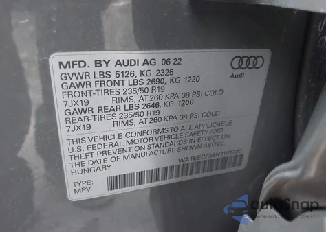 2022 Audi Q3 Premium Plus 45 Tfsi S Line Quattro Tiptronic из США, поврежденный, VIN WA1EECF38N1141730